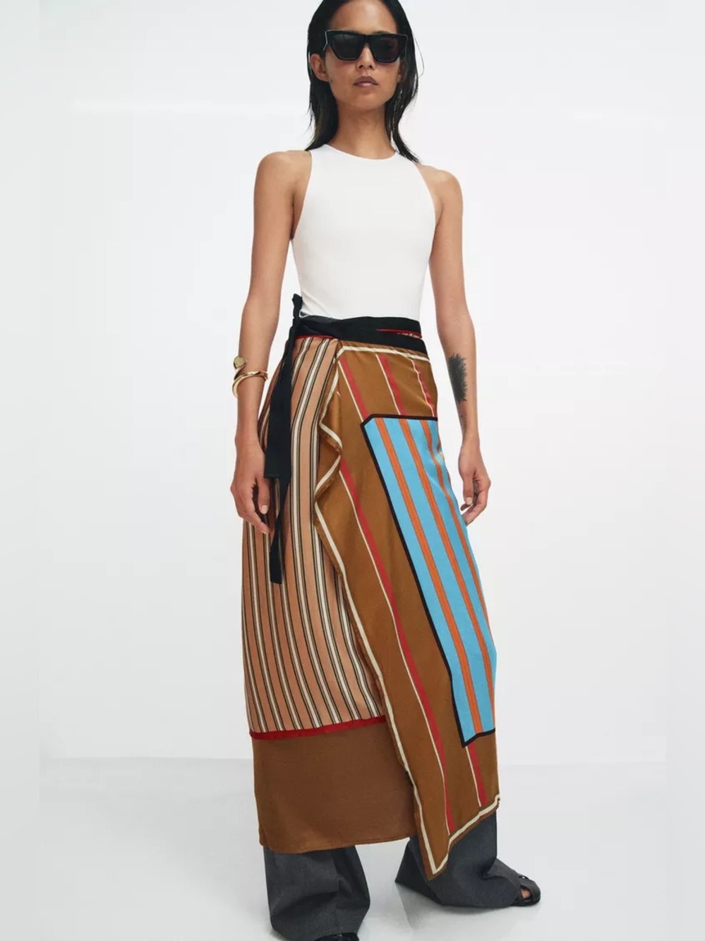 Zara mid-rise pareo-style scarf skirt cover up